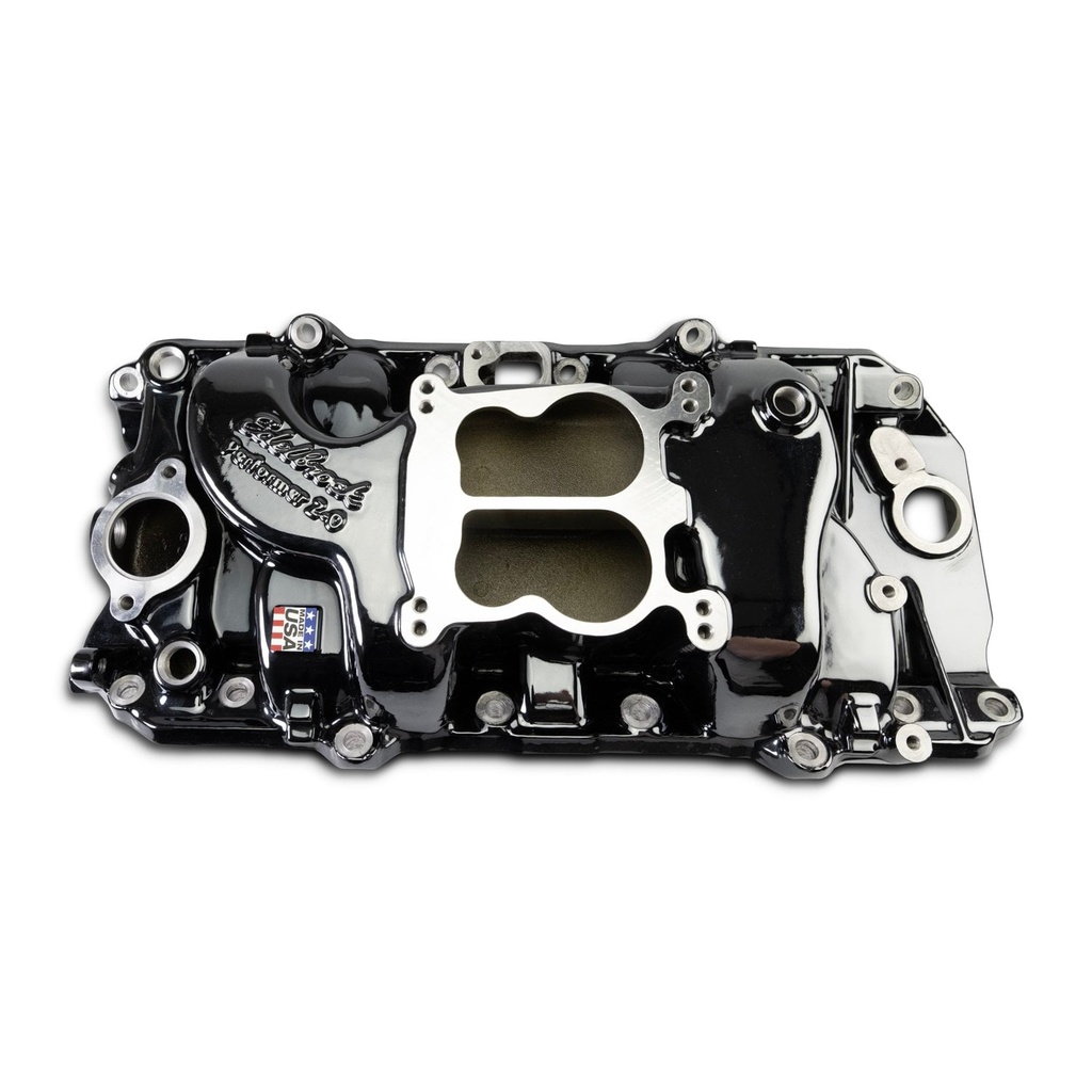 Edelbrock 2161-BP: 2161-BP Performer 2-O Intake Manifold for 1965-1990 Big Block Chevy Engines w/Oval Port Heads [Black Plasma Finish]