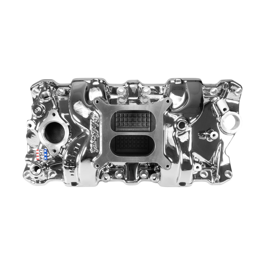 Edelbrock 7101-CP: 7101-CP Performer RPM Intake Manifold for Small Block Chevy [Chrome Plasma]