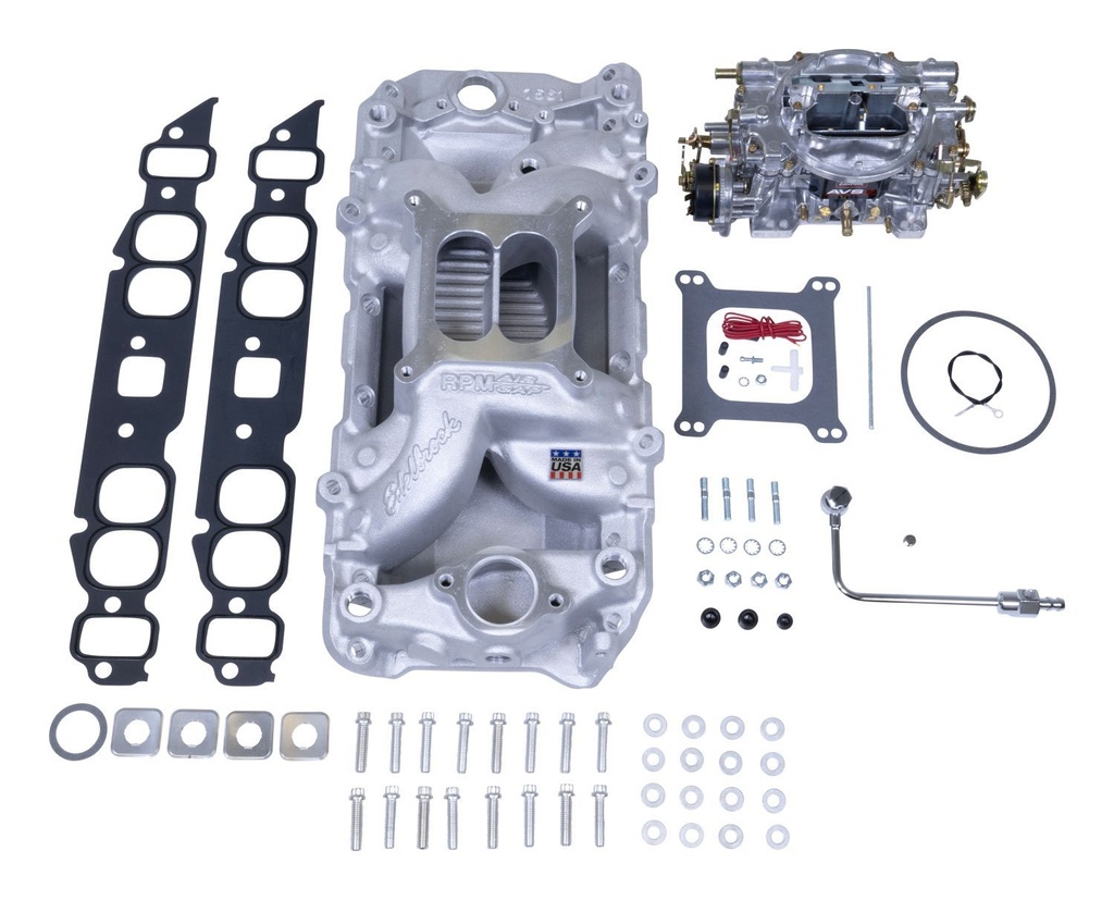 Edelbrock 2063: Single-Quad RPM Air-Gap Manifold and Carburetor Kit for Oval Port Big Block Chevy