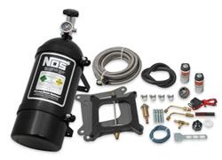 NOS 05001BNOS: Powershot Nitrous System Kit Holley 4150 Square Bore and Edelbrock Carburetors [10 lb. Black Bottle]