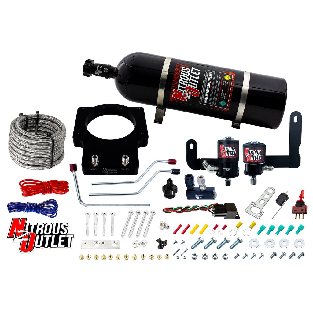 Nitrous Outlet 0010123LS215: 00-10123-LS2-15 GM 90 mm 2005-2007 C6 LS2 Corvette Hard-Line Plate System, Gas/E85, 5-55psi, 50-200HP, 15lb Bottle