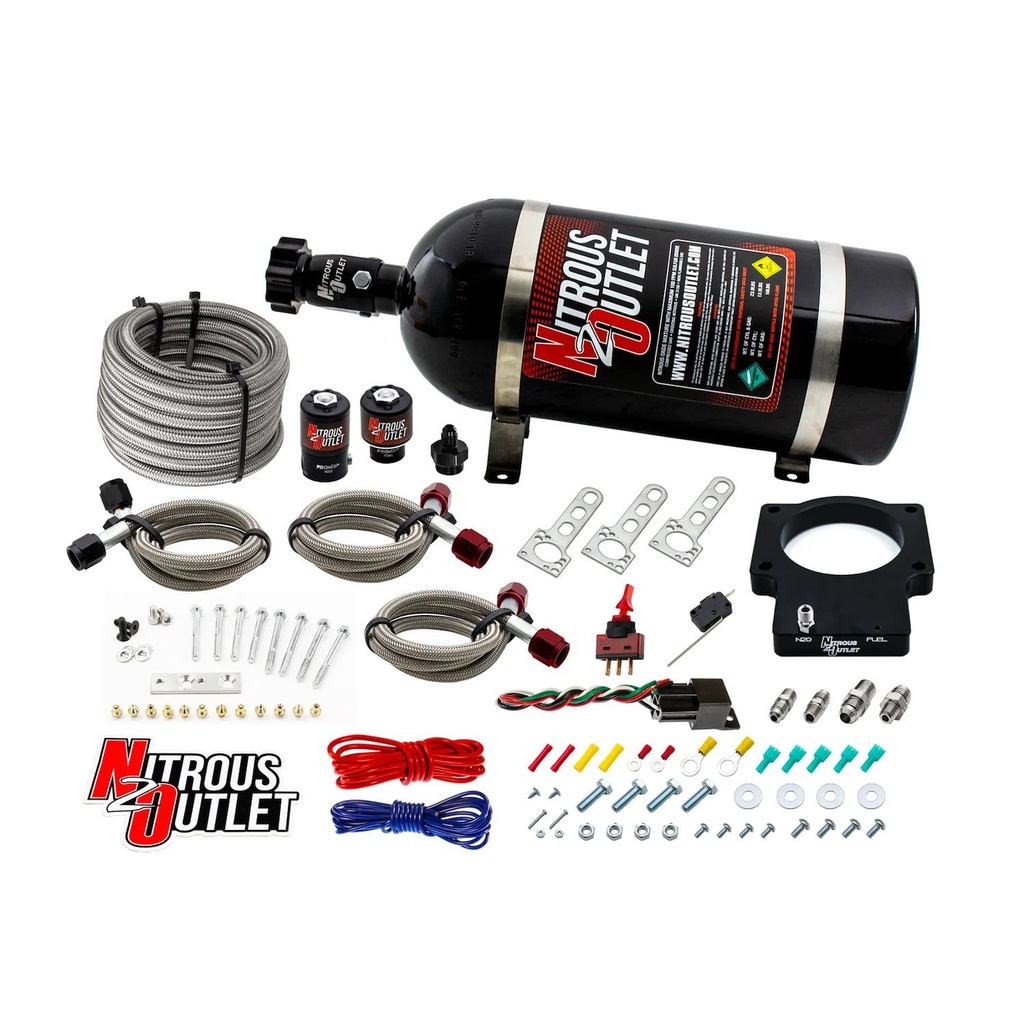 Nitrous Outlet 0010113DRY10: 00-10113-DRY-10 GM 92 mm Dry LSX Plate System, 50-200HP, 10lb Bottle, 1997-2004 Corvette Requires Part # 00-42000