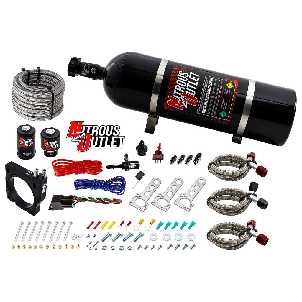 Nitrous Outlet 00-10130-15: 00-10130-15 Dodge 80 mm 5.7/6.1 Hemi Plate System, Gas/E85, 5-55psi, 50-200HP, 15lb Bottle