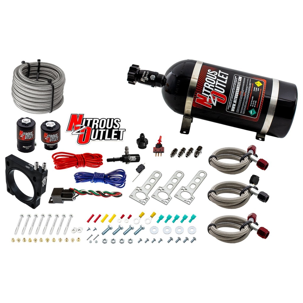 Nitrous Outlet 00-10130-10: 00-10130-10 Dodge 80 mm 5.7/6.1 Hemi Plate System, Gas/E85, 5-55psi, 50-200HP, 10lb Bottle