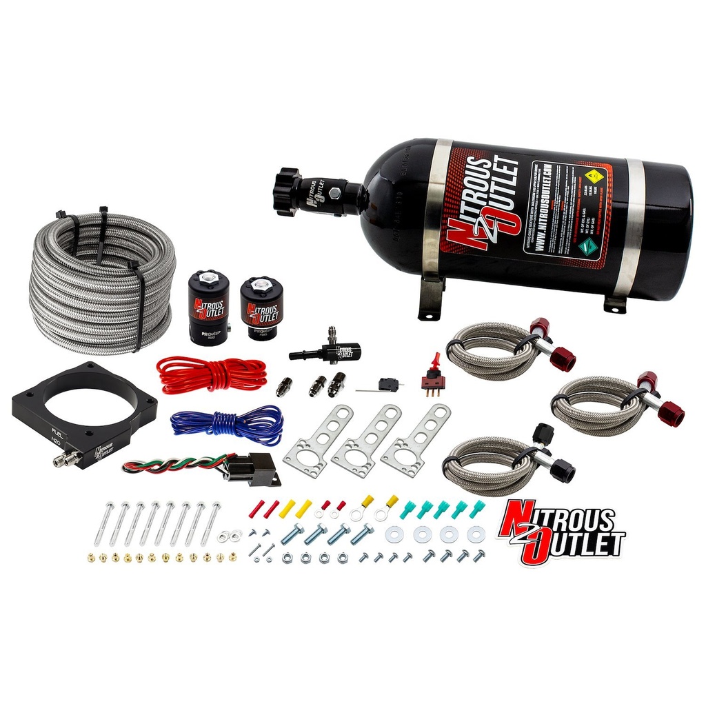 Nitrous Outlet 00-10131-10: 00-10131-10 Dodge 85 mm 5.7/6.1 Hemi Plate System, Gas/E85, 5-55psi, 50-200HP, 10lb Bottle