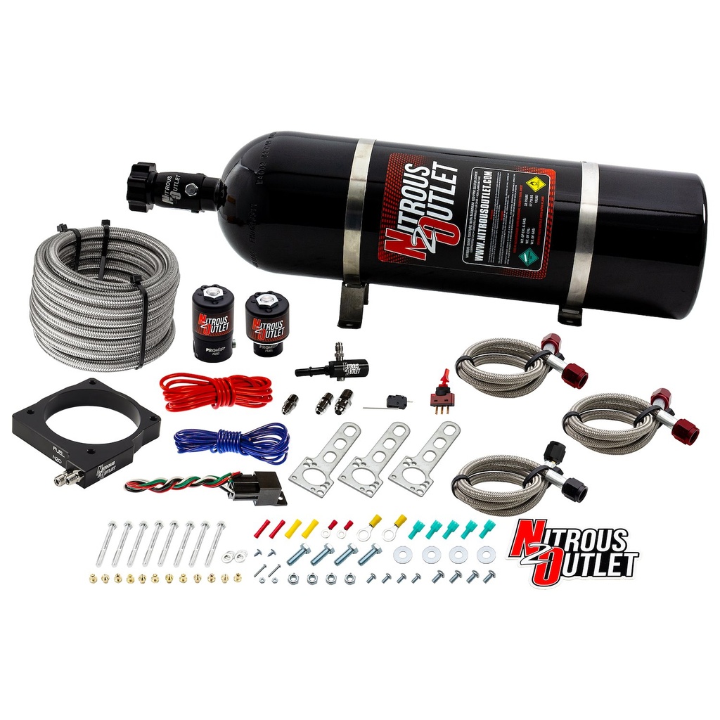Nitrous Outlet 00-10131-15: 00-10131-15 Dodge 85 mm 5.7/6.1 Hemi Plate System, Gas/E85, 5-55psi, 50-200HP, 15lb Bottle