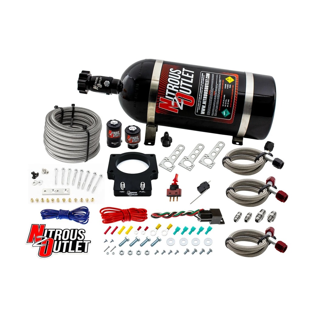 Nitrous Outlet 00-10108-10: 00-10108-10 GM 90 mm LSX Plate System, Gas/E85, 5-55psi, 50-200HP, 10lb Bottle, 1997-2004 Corvette Requires Part # 00-42000