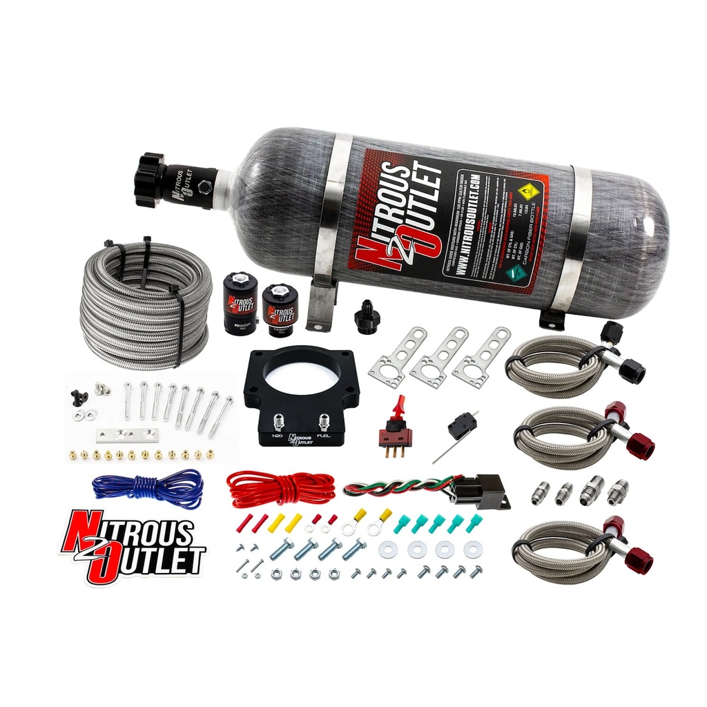 Nitrous Outlet 00-10108-12: 00-10108-12 GM 90 mm LSX Plate System, Gas/E85, 5-55psi, 50-200HP, 12lb Bottle, 1997-2004 Corvette Requires Part # 00-42000