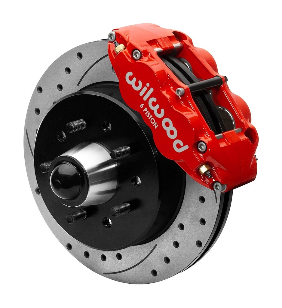 Wilwood 140-15940-DR: Superlite 6R Big Brake Front Brake Kit 1963-87 Chevy C10/C15 Pickup Truck, Drilled/Slotted Rotors [Red Powder-Coated Calipers]