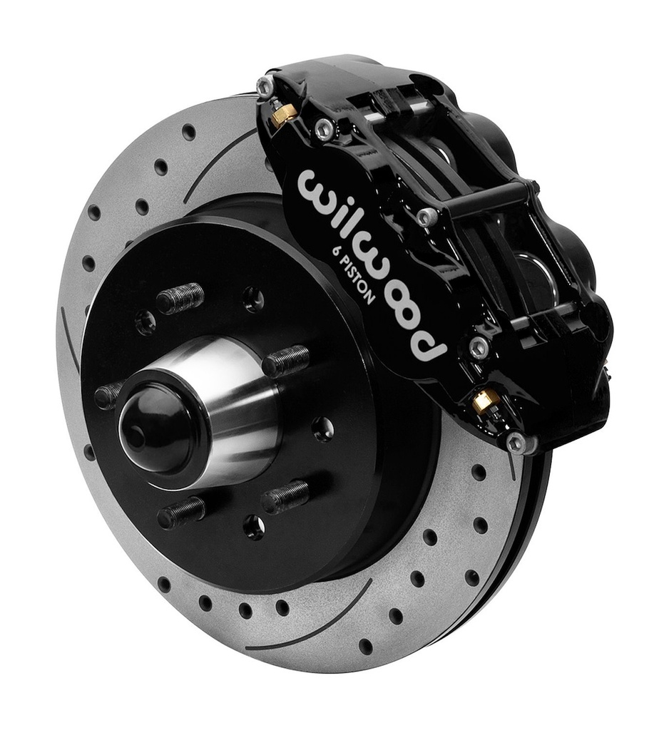 Wilwood 140-15940-D: Superlite 6R Big Brake Front Brake Kit 1963-87 Chevy C10/C15 Pickup Truck, Drilled/Slotted Rotors [Black Powder-Coated Calipers]