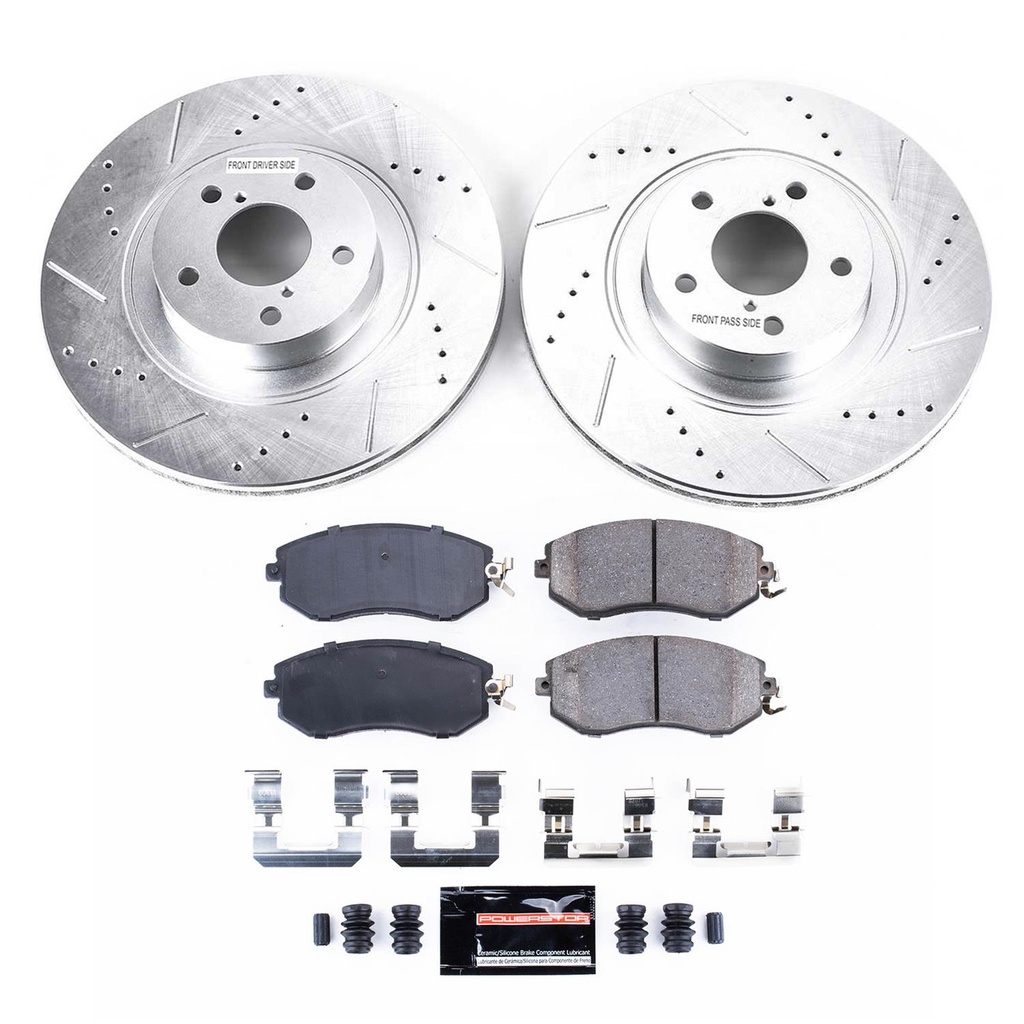 PowerStop Z23 Evolution Sport Brake Upgrade Kits K6082 Iron, Drilled/Slotted, Carbon Fiber Ceramic Pad Toyota 86