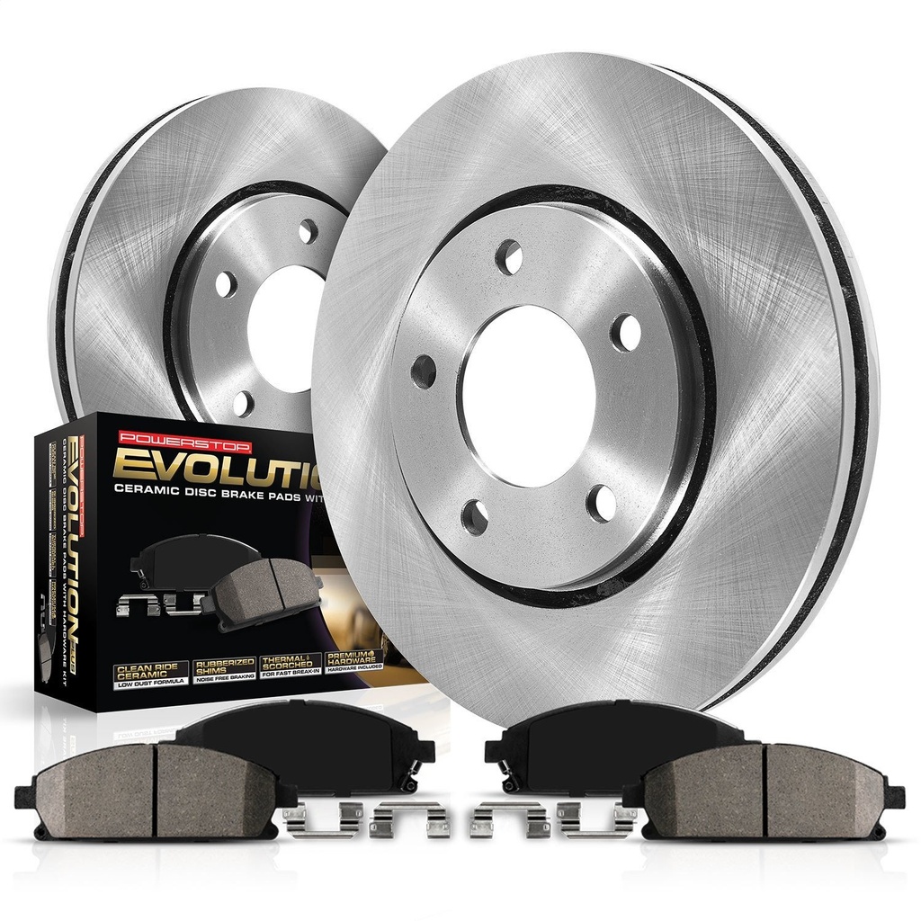 Power Stop KOE5873: 1-Click Daily Driver Brake Kits Front OE Replacement Rotors Z16 Ceramic Scorched Brake Pads