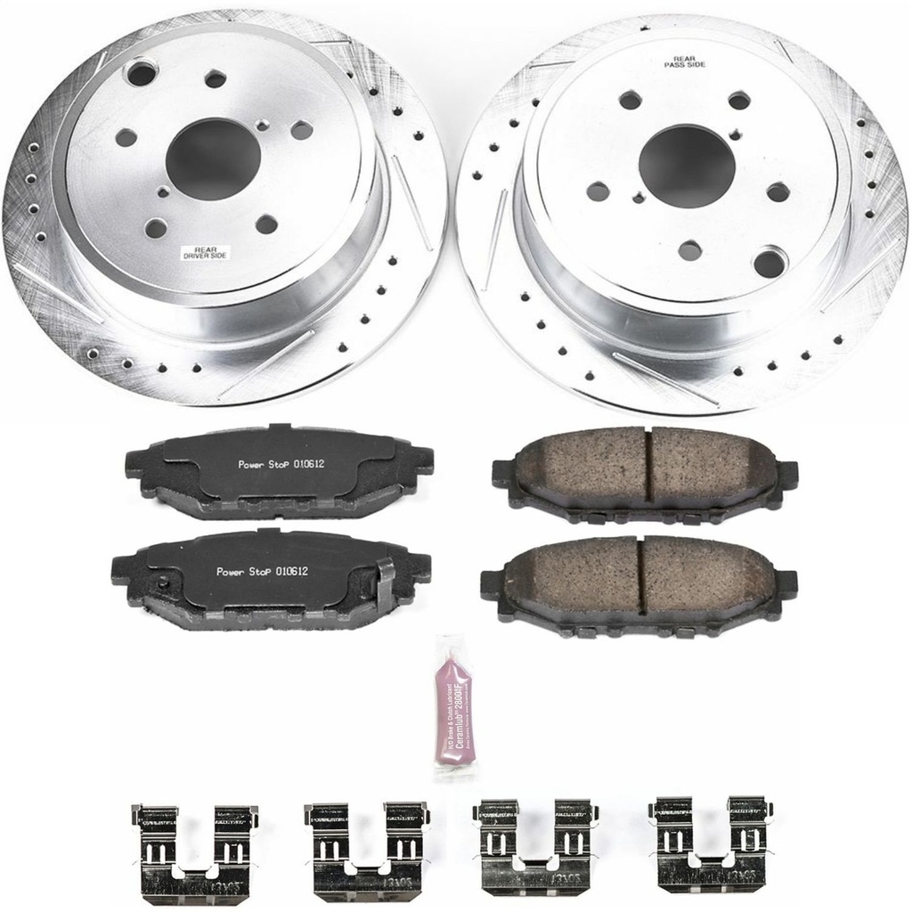 Power Stop K6977: Z23 Rear Brake Pads and Rotors Kit for Late Model Subaru WRX