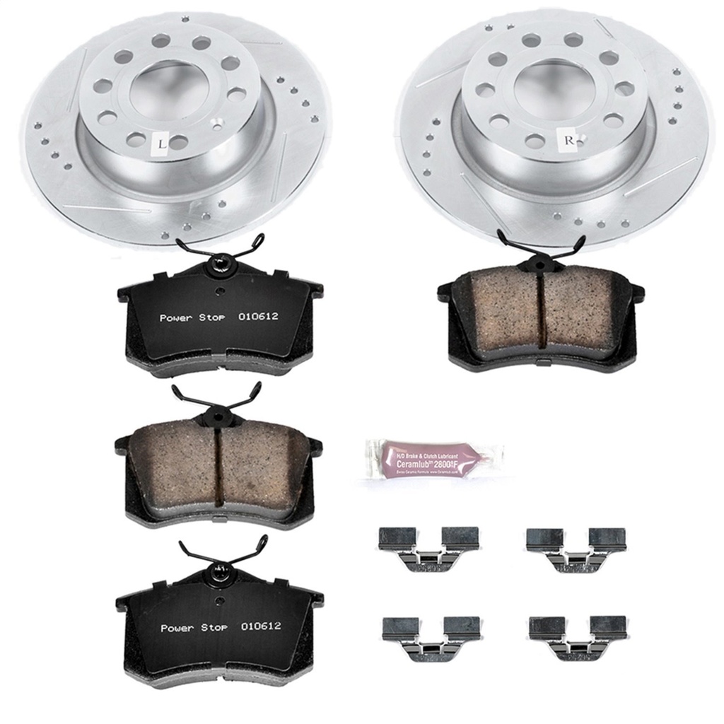 Power Stop K5671: High Performance Brake Upgrade Kit Cross-Drilled and Slotted Rotors Z23 Evolution Sport High Carbon