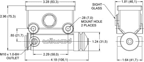 Wilwood 260-13524: Side Mount ATV Master Cylinder 19mm Bore