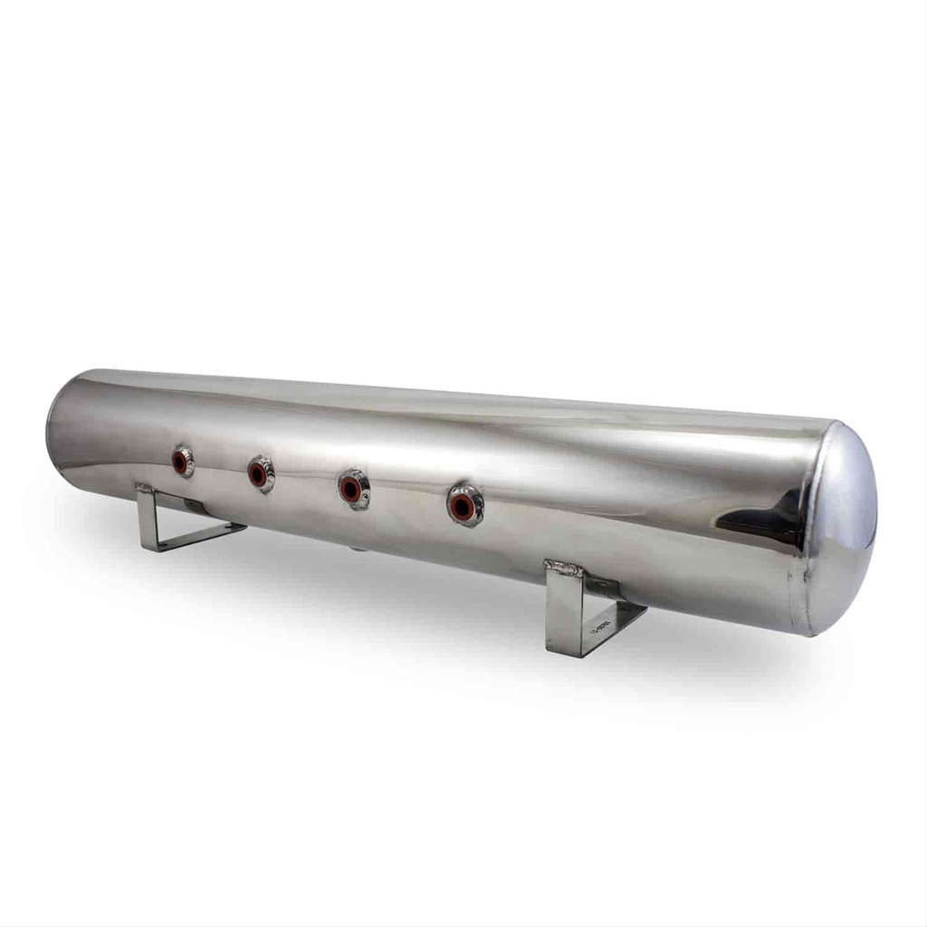 Air Lift 12956: 5 Gal Alum Air Tank - 4 3/8 face ports & 1/4 drain port - 36 L x 6 D - Polished