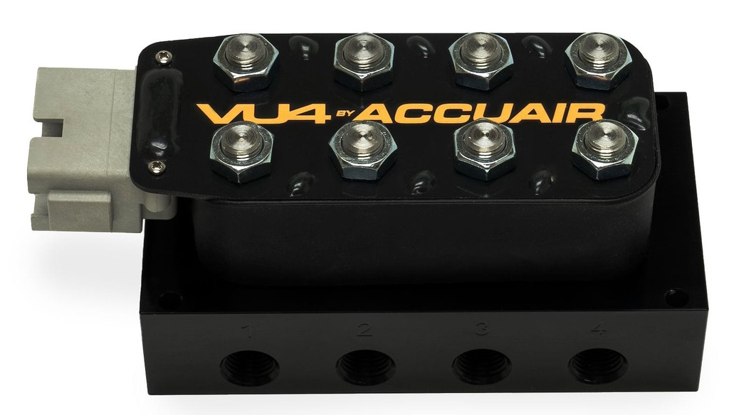 AccuAir AA-3644: VU4 4-Corner Solenoid Valve Unit, 1/4 in. NPT Ports, Plug-and-Play