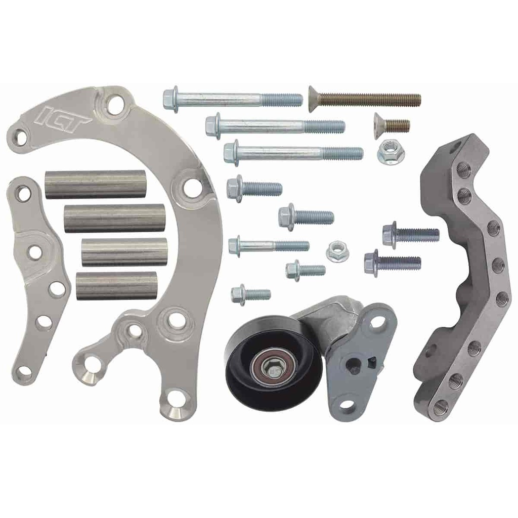 ICT Billet 551137-LS743: Low-Mount Sanden 7176 A/C Compressor Bracket Kit [LS Truck]