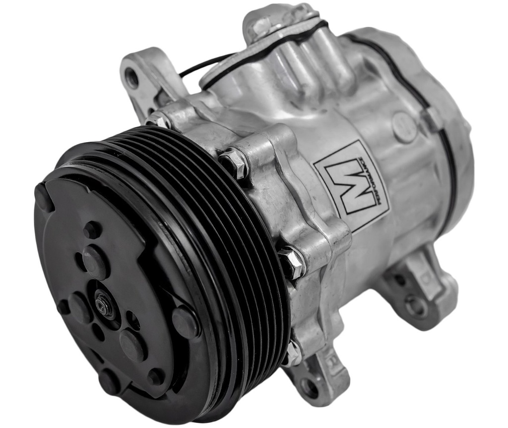March Performance P2412-04: P2412-04 Ultra Series Sanden 7176/SD-7 Air Conditioning Compressor, Cast Finish, Aluminum, 6-Groove Serpentine Clutch, R-134A