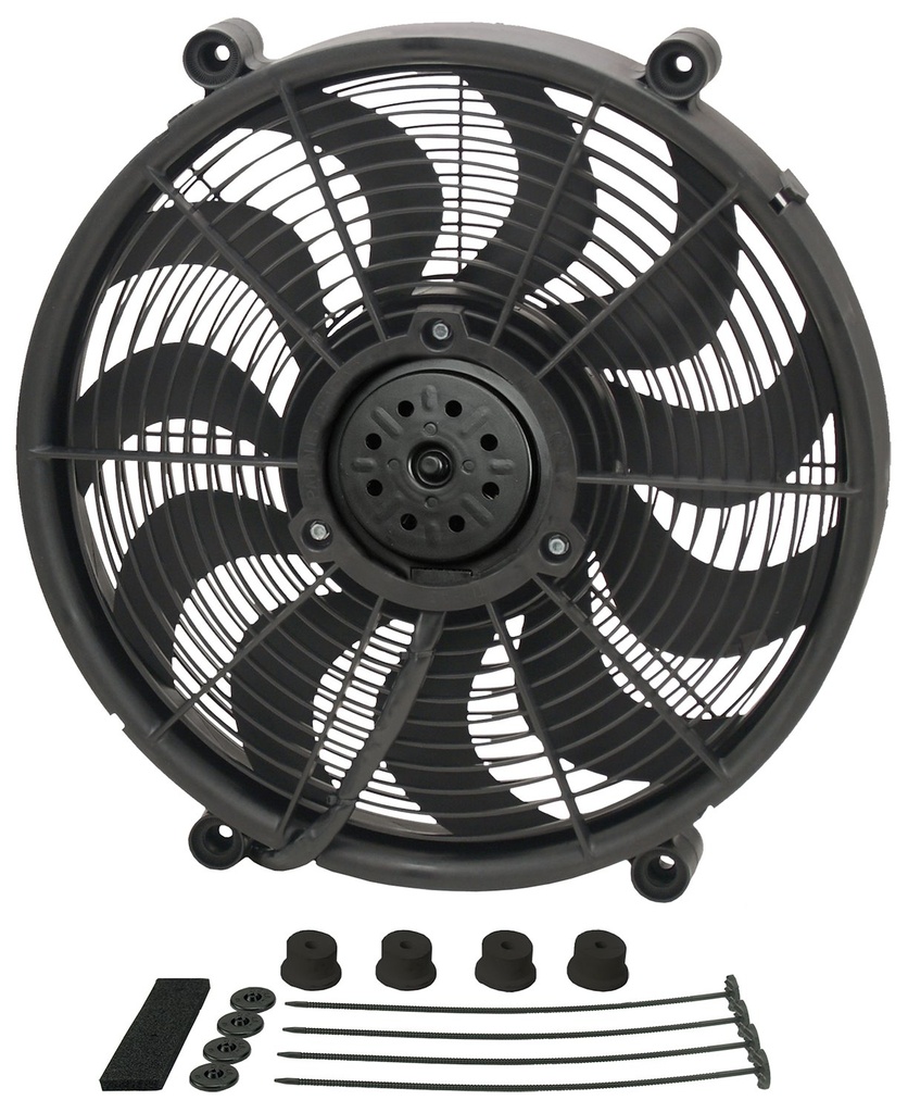 Derale 18217: 17" High Output Single RAD Electric Fan - Standard Mounting Kit 2400/1800 cfm