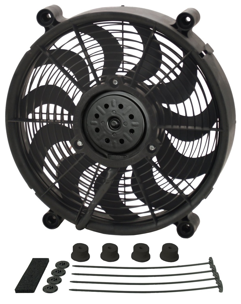 Derale 18214: 14" High Output Single RAD Electric Fan - Standard Mounting Kit 2100/1500 cfm
