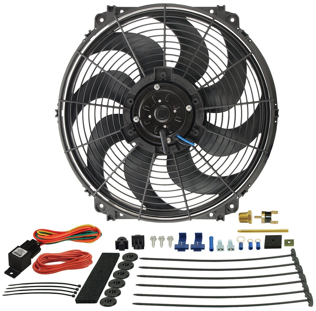 Derale 16016: 16" Tornado Electric Fan - Thermostat Hardware Kit 2175 CFM