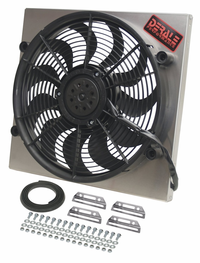 Derale 16819: Dual Speed Electric Puller Fan with Aluminum Shroud Universal Fit