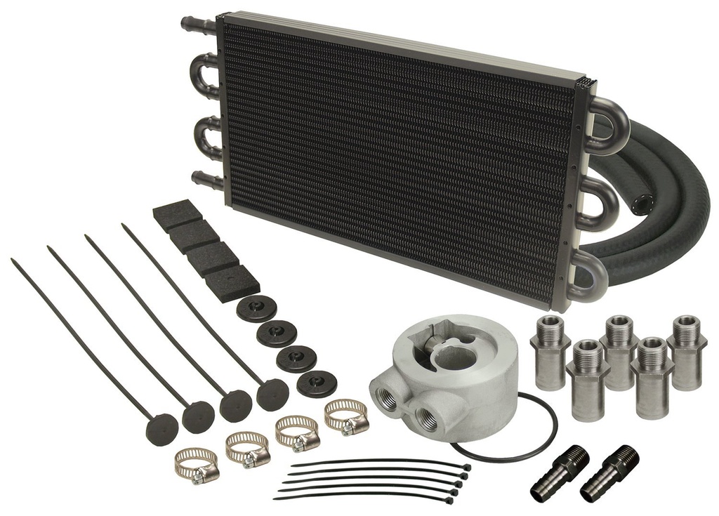 Derale 15502: Engine Oil Cooler With Sandwich Adapter Kit Tube & Fin