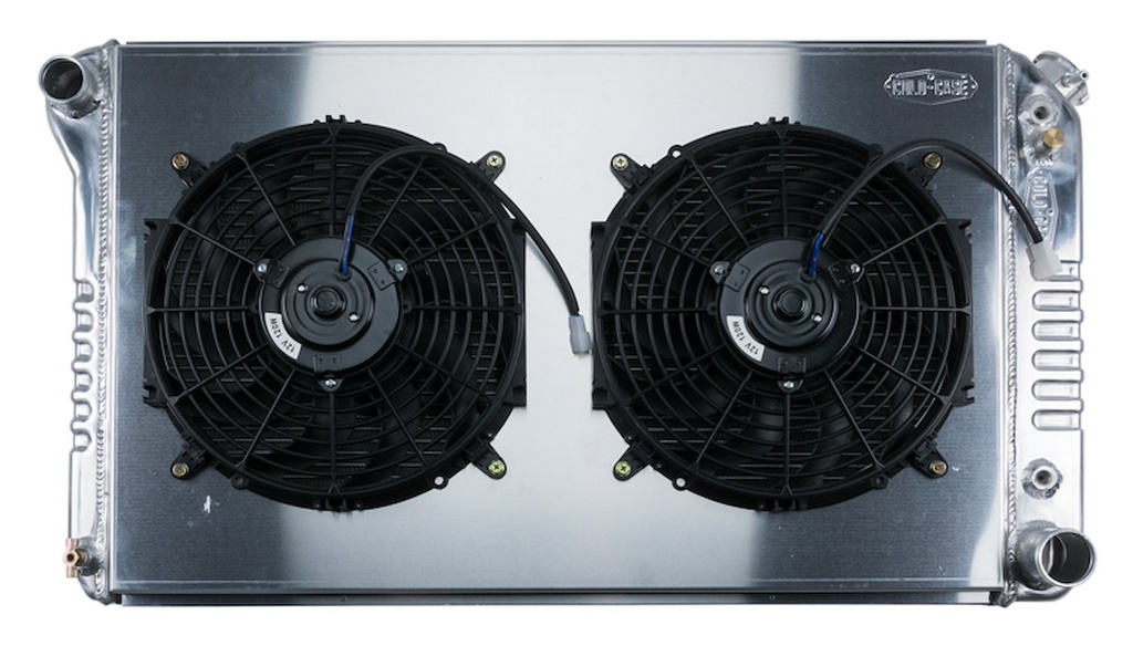 Cold Case Radiators GMT556A21SK: GMT556A21SK Aluminum Performance Radiator with Dual 14 in. Fans 1977-1987 GM C/K Pickup [21 in. Height]