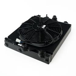 CSF Radiators 2858XB: Universal Half Radiator - Evo 7/8/9 / 92-00 Civic - w/ SPAL Fan & Shroud - Black