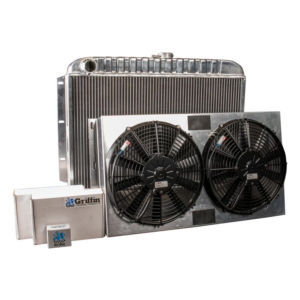 Griffin Radiators CU-70203: PerformanceFit Radiator ComboUnit for 1959-1963 Chevy Impala with Steering Box Knock out & Transmission Cooler