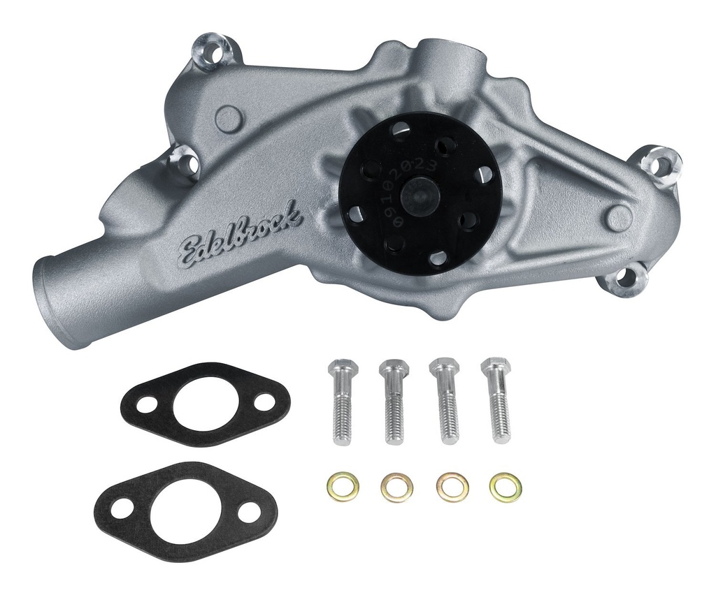 Edelbrock 88500: 88500 Aluminum Water Pump for Big Block Chevy, Short [Satin Finish]