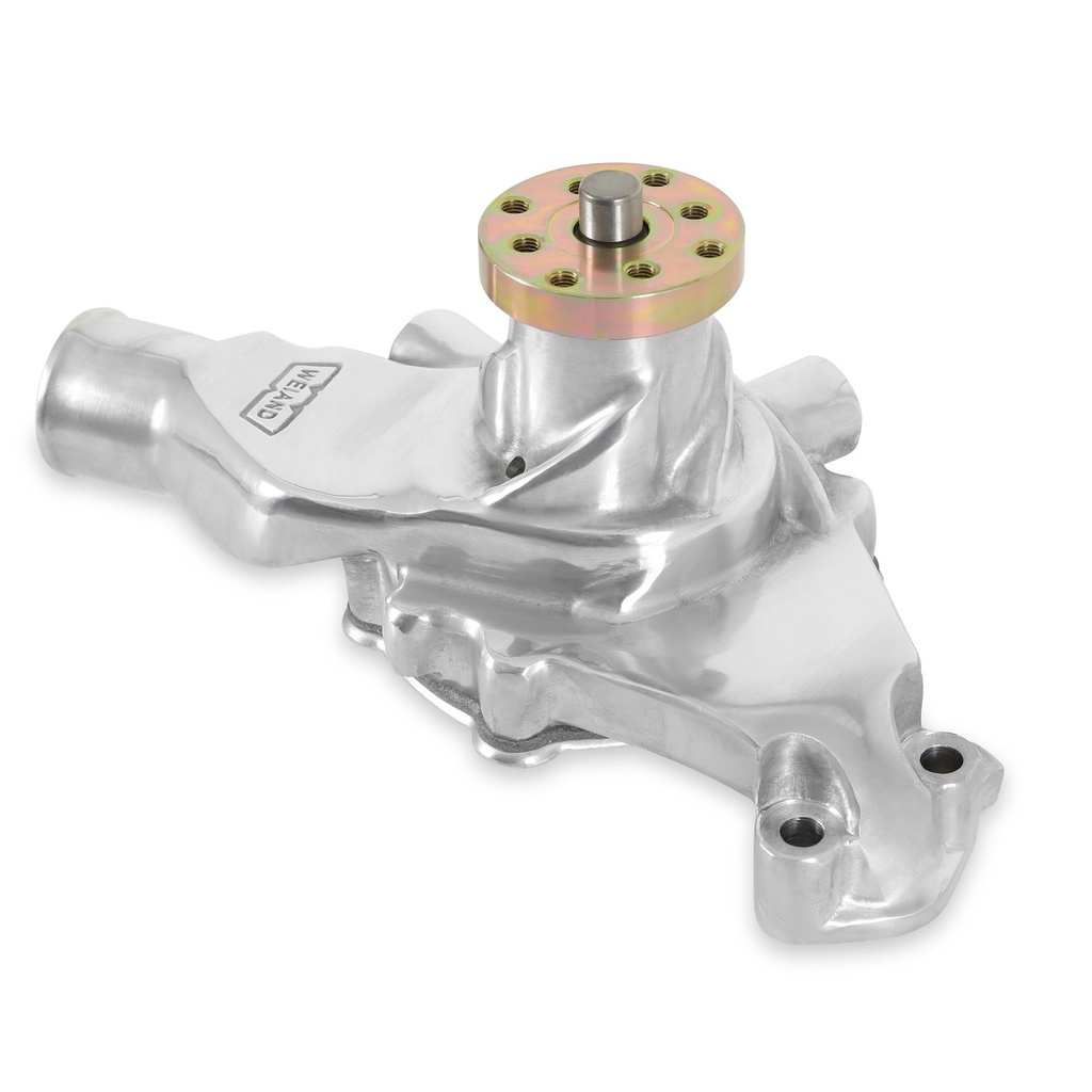 Weiand 9208P: 9208P Action +Plus Aluminum Water Pump for Small Block Chevy, Short [Polished Finish]