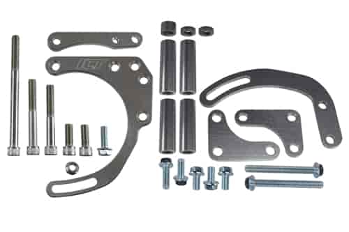 ICT Billet 551576: Billet Power Steering Pump and Alternator Bracket Kit for Small Block Chevy with Double Hump Heads