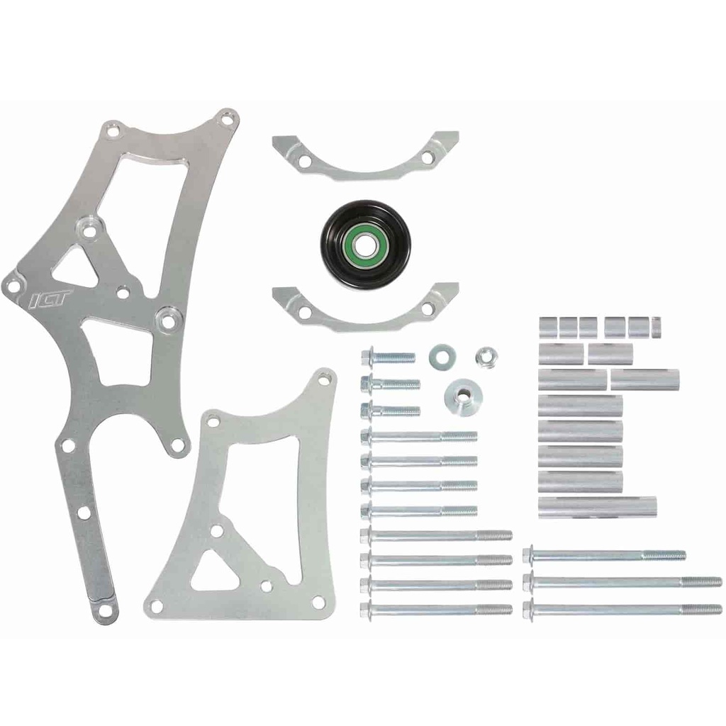 ICT Billet 551127-3: A/C Compressor & Power Steering Bracket Kit [LS Engine Swap]