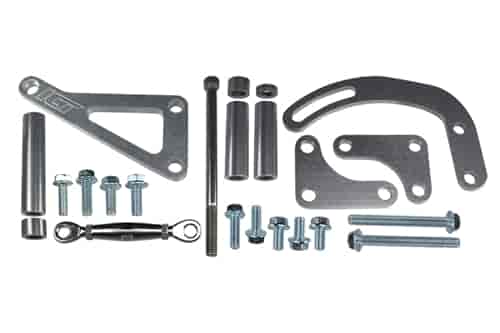 ICT Billet 551476: Billet Power Steering Pump and Alternator Bracket Kit for Small Block Chevy with Long Water Pump