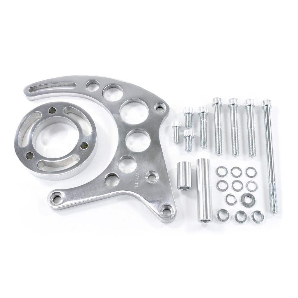 Top Street Performance JM9121P: JM9121P Alternator 10SI Bracket, Aluminum SBC High-Mount Long Water Pump, Polished