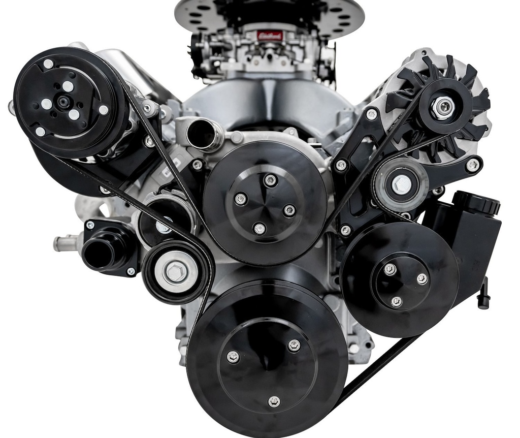 March Performance 20095-08: 20095-08 Chevy LS Black Style Track Serpentine Kit (AC/PS/ALT)