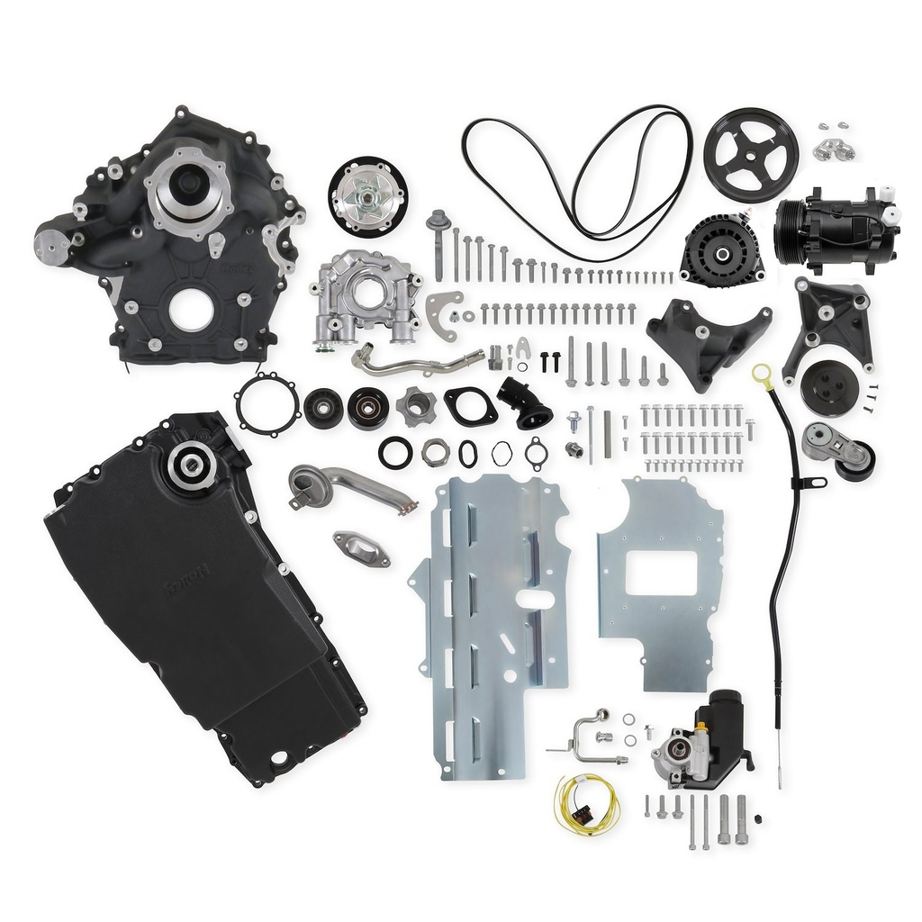 Holley 20-345BK: 20-345BK Ford 7.3L Godzilla High-Mount Complete Accessory Drive Kit for 1965-1979 Ford F Series Trucks [Black Finish]