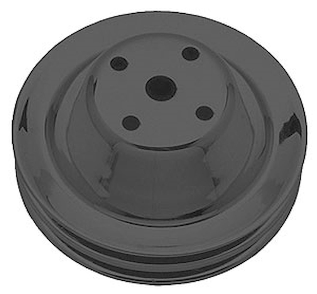 Trans Dapt 8605: Black Powder Coated Water Pump Pulley 1969-85 Long Waterpump