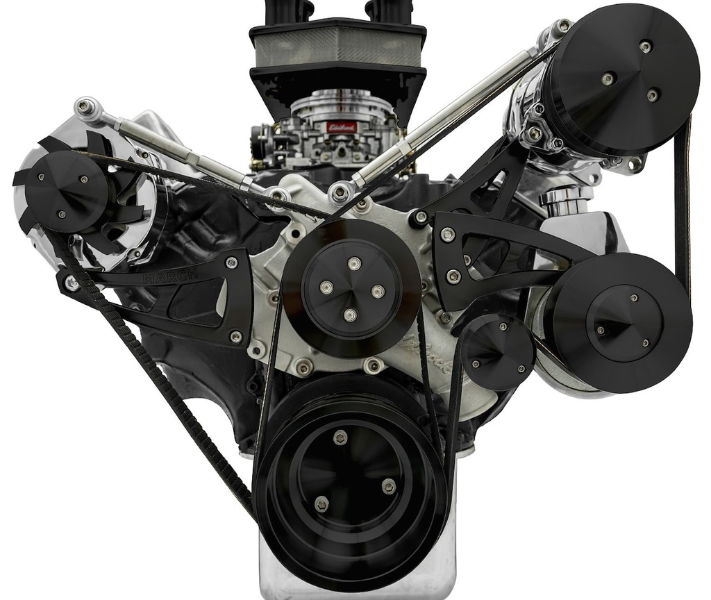 March Performance 30265-08: Ford 429-460 Ultra Serpentine Drive Kit With Saginaw Press Fit Power Steering Pump & A/C