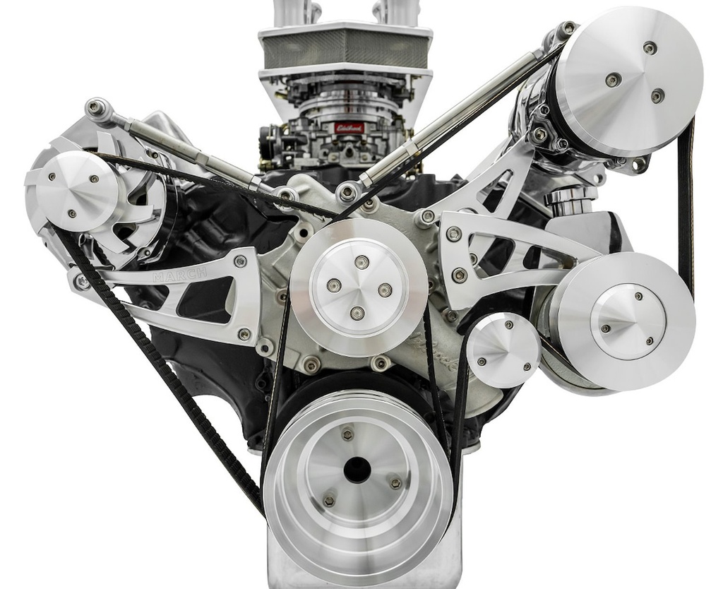 March Performance 30265: Ford 429-460 Ultra Serpentine Drive Kit With Saginaw Press Fit Power Steering Pump & A/C