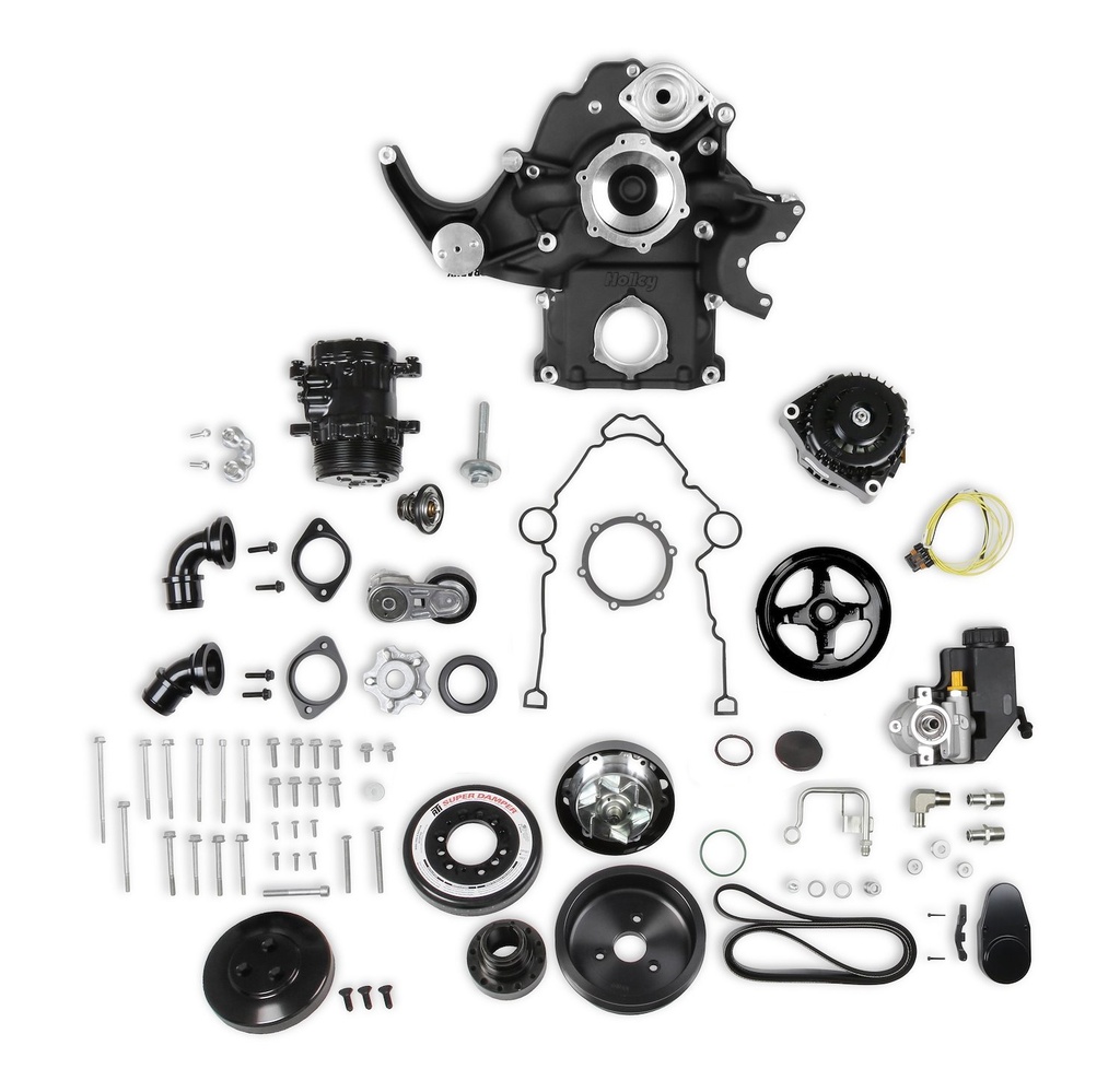Holley 20-292BK: 20-292BK Gen III Hemi Mid-Mount Accessory Drive Kit w/SFI Certified Damper [Non-VVT Engines]