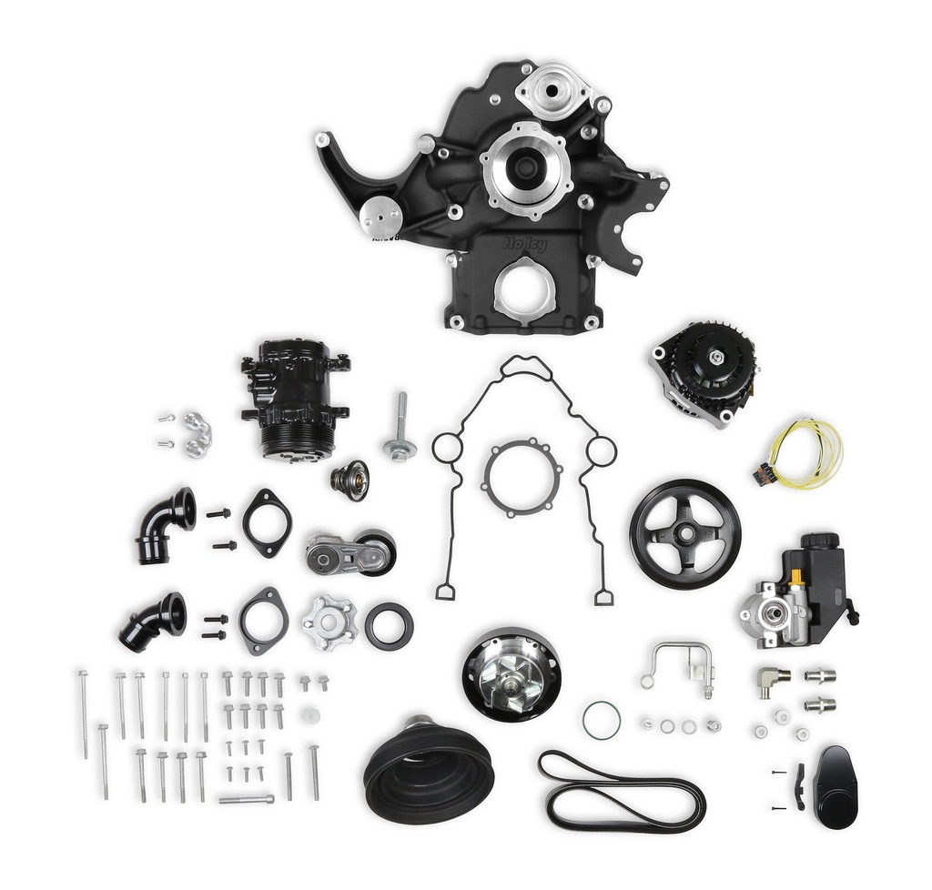Holley 20-290BK: 20-290BK Gen III Hemi Mid-Mount Complete Accessory Drive Kit [Non-VVT Engines]