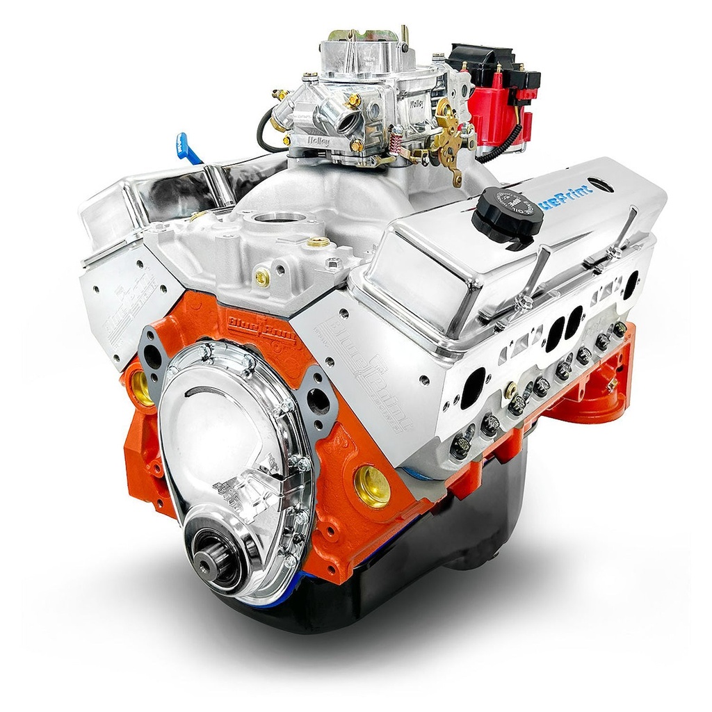 Blueprint Engines BP4002CTC1: BP4002CTC1 GM Compatible Small Block Chevy 400 ci. Base Dressed Carbureted Crate Engine [500 HP]