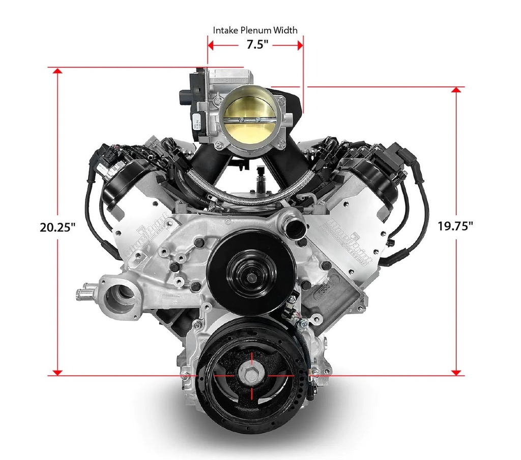 Blueprint Engines PSLS37650CTF: PSLS37650CTF GM LS 376 ci. (6.2L) ProSeries Base Dressed Engine w/LS3 Fabricated Aluminum Intake [525 HP]