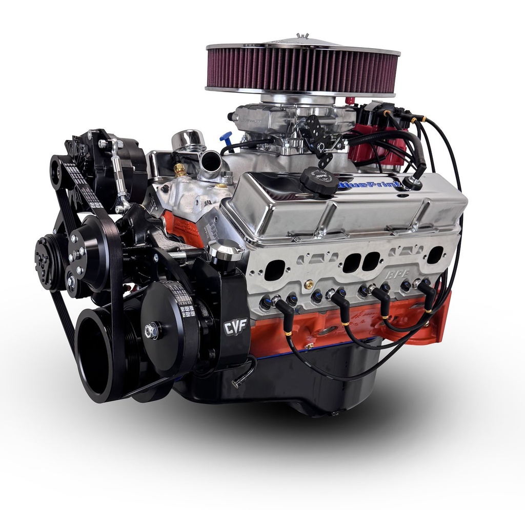 Blueprint Engines BP4002CTFDK: BP4002CTFDK GM Compatible Small Block Chevy 400 ci. Deluxe Dressed Fuel Injected Crate Engine w/Black Pulley Kit [500 HP]