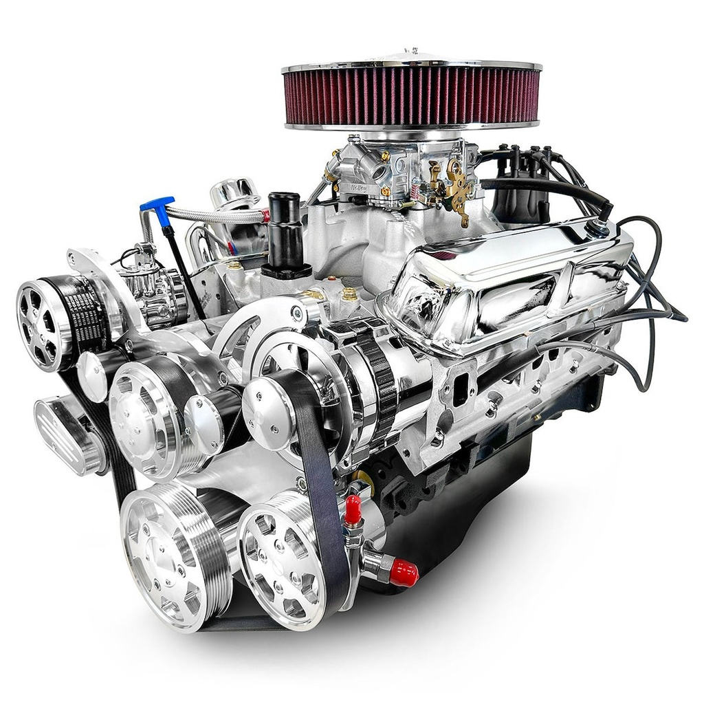 Blueprint Engines BPC4085CTCK: BPC4085CTCK Chrysler Small Block Compatible 408 ci. Stroker Deluxe Dressed Engine w/Polished Pulley Kit [465 HP]