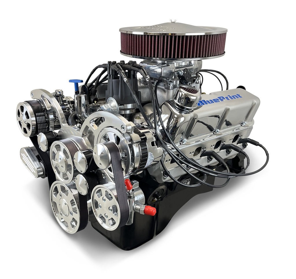 Blueprint Engines BP3479CTFK: BP3479CTFK Ford Small Block Compatible 347 ci. Crate Engine w/Polished Pulley Kit [Front Sump]