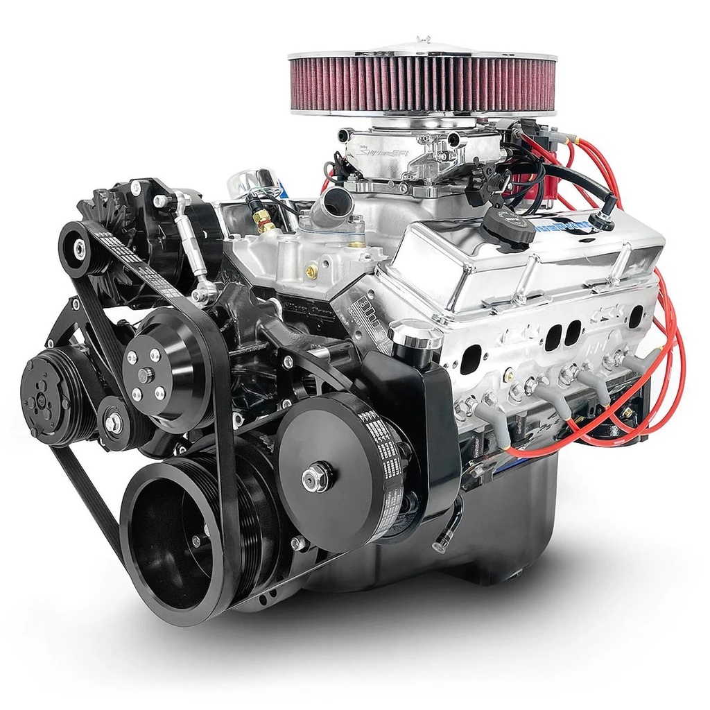 Blueprint Engines BP3505CTFK: BP3505CTFK GM Compatible Small Block Chevy 350 ci. Deluxe Dressed Fuel Injected Crate Engine w/Black Pulley Kit [390 HP]